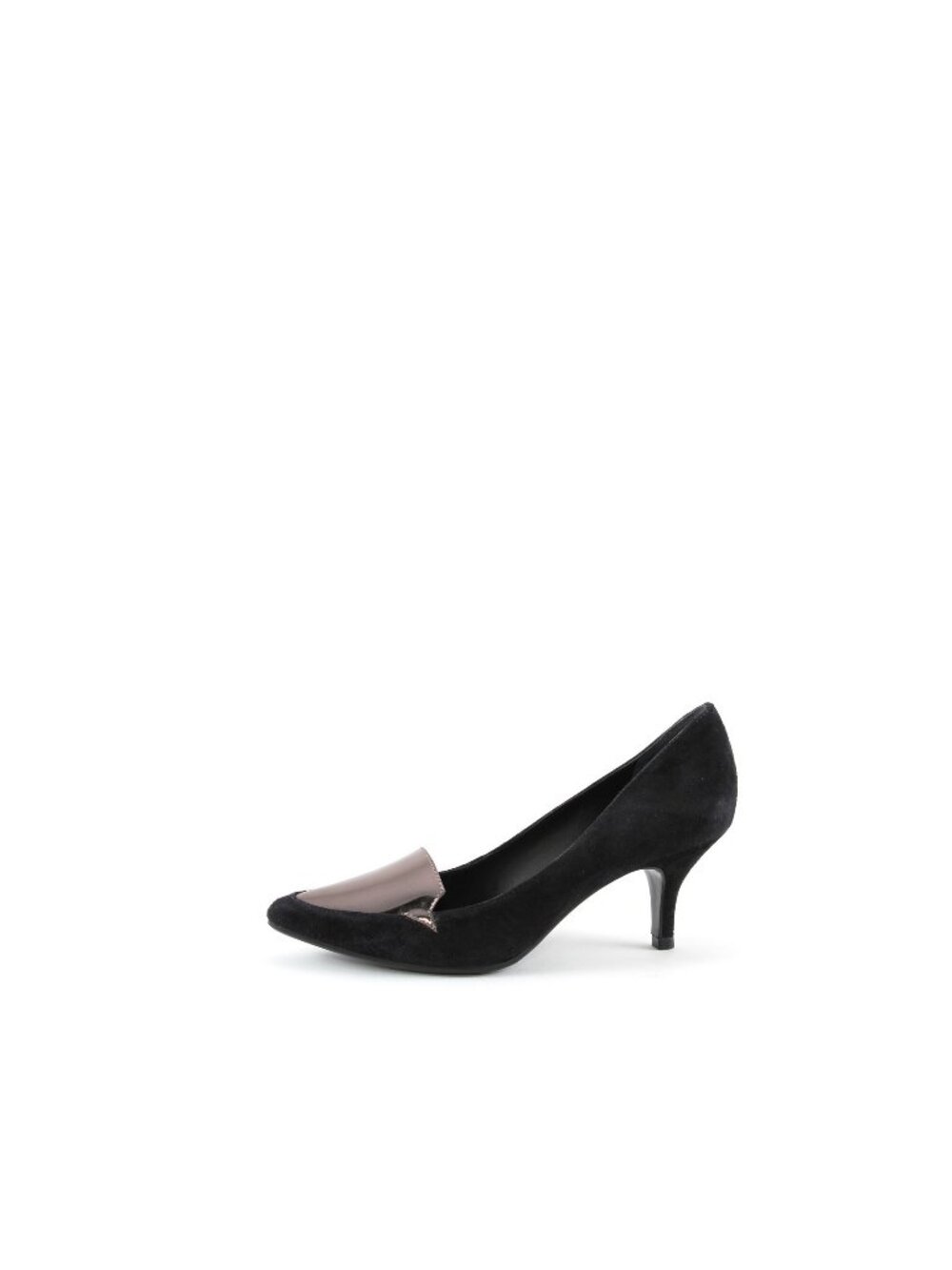 Pour La Victoire Jasmin Pump Black Pewter Gray Suede Vamp Pointed Toe